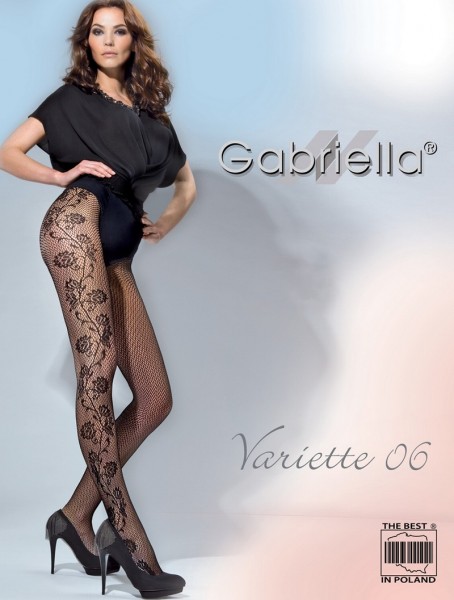 Gabriella Exklusive Netzstrumpfhose Variette mit Blumenrankenmuster