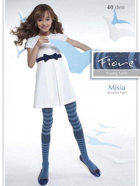 Fiore Maedchenstrumpfhose mit Streifen- und Tupfenmuster Misia 40 DEN