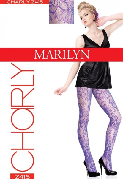 Marilyn Netzstrumpfhose mit wunderschoenem Blumenmuster Charly 20 DEN