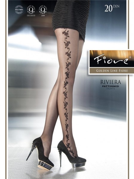 Fiore Feinstrumpfhose mit wunderschoenem Blumenrankenmuster Riviera 20 DEN