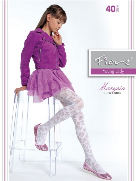 Fiore Elegante Maedchenstrumpfhose mit floralem Muster Marysia von Fiore