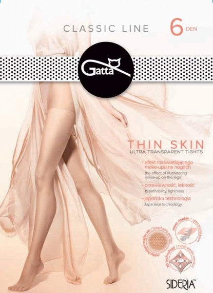 Gatta Thin Skin 6 DEN - Hauchdünne und ultraleichte Feinstrumpfhose mit Make-up-Effekt